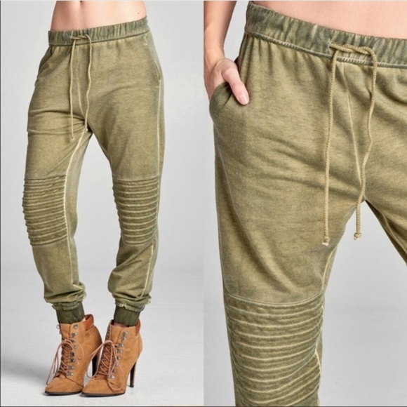 Green Moto Sweats - Picture 2 of 3